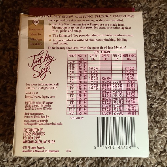 Just My Size by Leggs lasting sheer pantyhose, color ivory, size: 2X - Picture 4 of 12